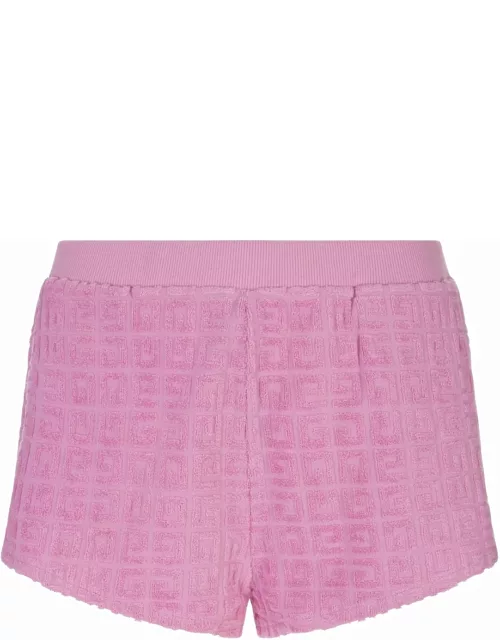 Givenchy Mini Shorts In Pink 4g Jacquard Terry