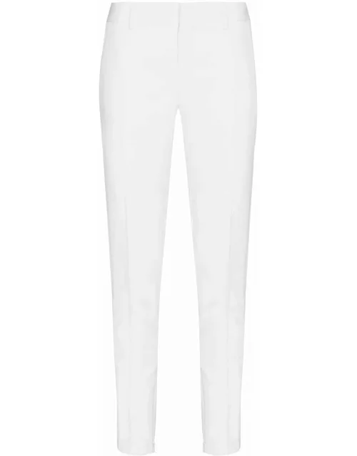 White slim trousers with front pleat