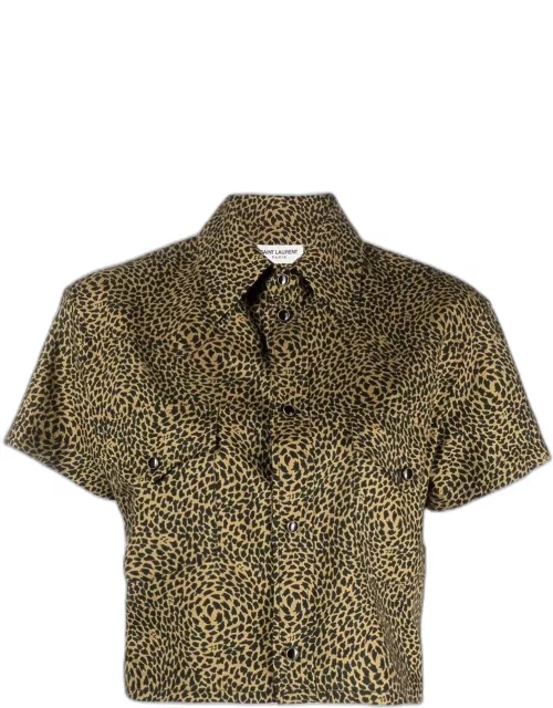 Crop animal shirt with logo print