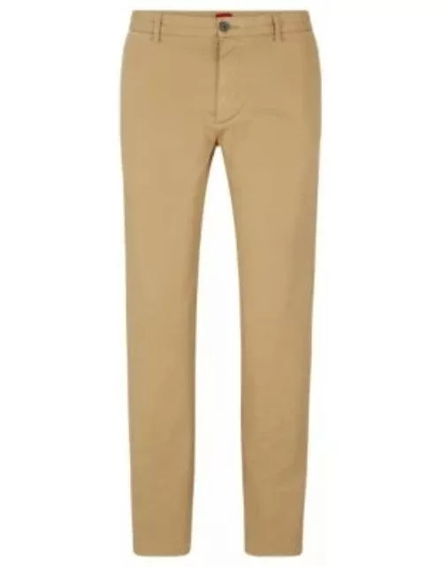 Slim-fit chinos in stretch-cotton gabardine- Beige Men's Casual Pant