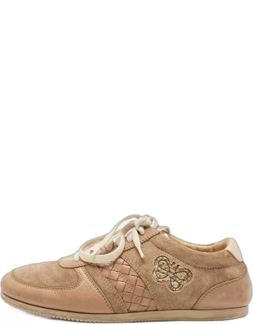 Bottega Veneta Two Tone Suede and Leather Butterfly Sneaker