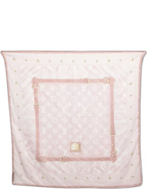 Louis Vuitton Pink Monogram Trunk Print Cotton Scarf