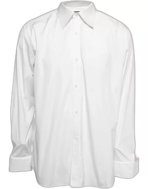 Gucci White Cotton Button Front Dress Shirt