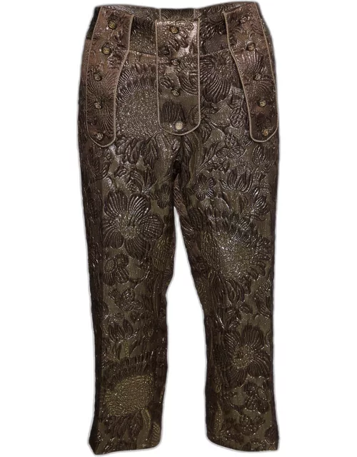 Dolce & Gabbana Gold Brocade Cropped Pants