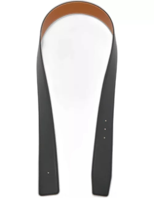 Hermes Black/Gold Epsom and Chamonix Leather Belt Strap 90C