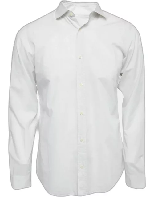 Z Zegna White Cotton Slim Fit Button Front Long Sleeve Shirt
