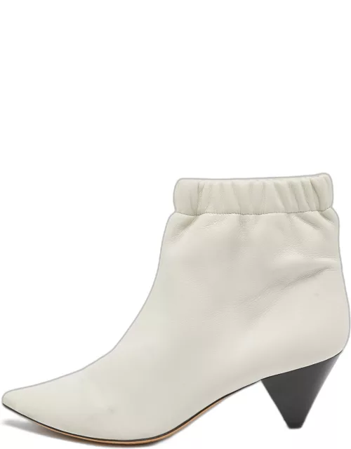 Isabel Marant White Leather Pointed Toe Ankle Boot