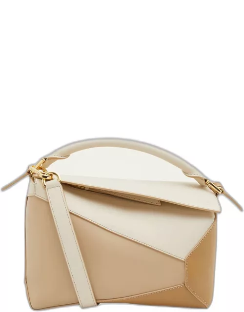 Puzzle Edge Small Top-Handle Bag in Tricolor Leather