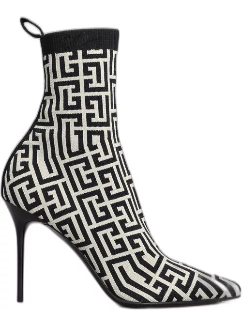 Balmain Black And Ivory Knitted Monogram Ankle Boot