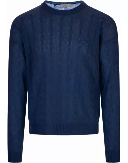 Etro Blue Braided Cashmere Sweater