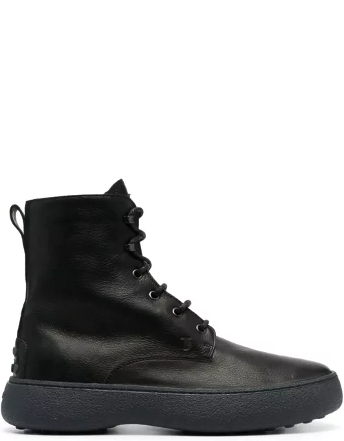 Tod's Black Leather Lace-up Ankle Boot