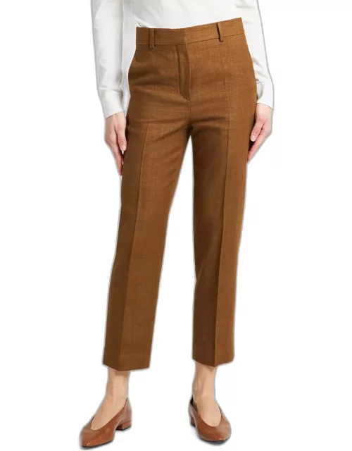 Structured Straight-Leg Ankle Linen-Wool Pant