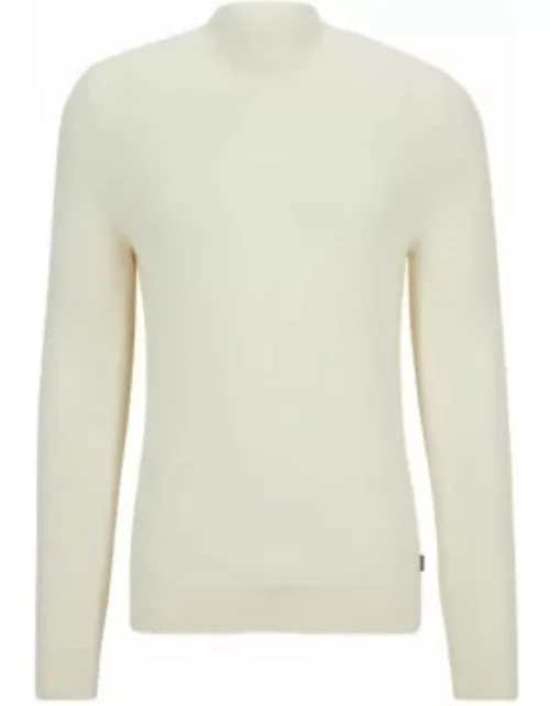 Mock-neck sweater in virgin wool and cotton- White Men's Sweater