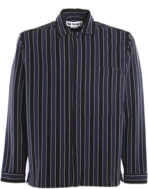 Sunnei Cotton Blend Shirt With All-over Striped Print