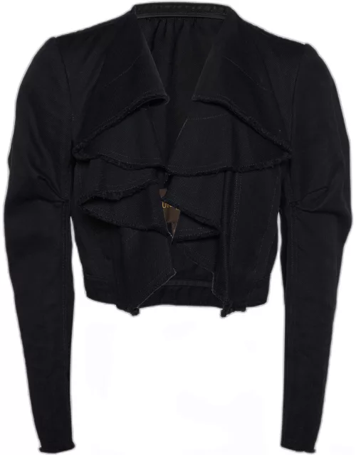 Louis Vuitton Black Denim Ruffled Crop Jacket