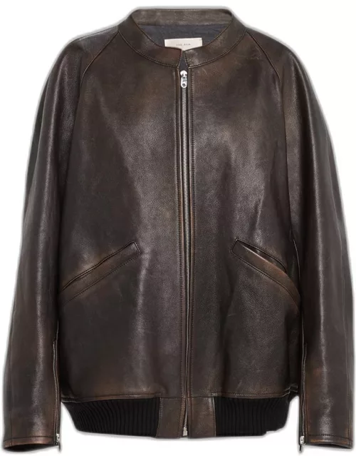 Kengia Leather Bomber Jacket