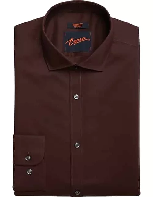 Egara Men's Skinny Fit Spread Collar Dress Shirt New Fudge