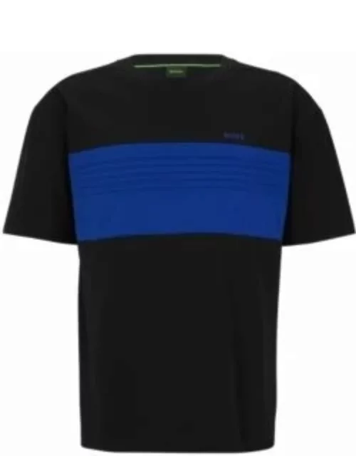 Cotton-blend relaxed-fit T-shirt with color-blocking- Black Men's T-Shirt