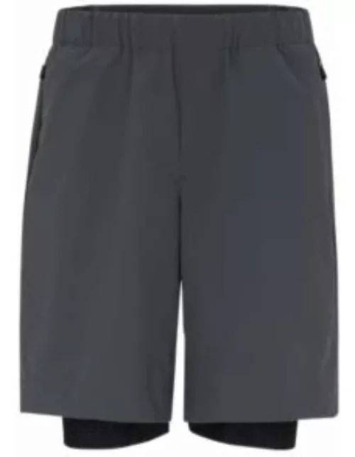 Water-repellent shorts with integrated leggings- Dark Grey Men's Short