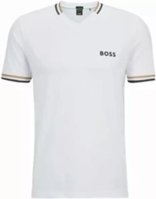BOSS x Matteo Berrettini slim-fit T-shirt with signature stripes- White Men's T-Shirt