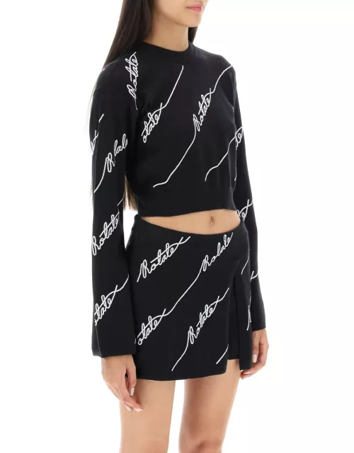 Rotate by Birger Christensen Sequined Logo Cropped Sweater