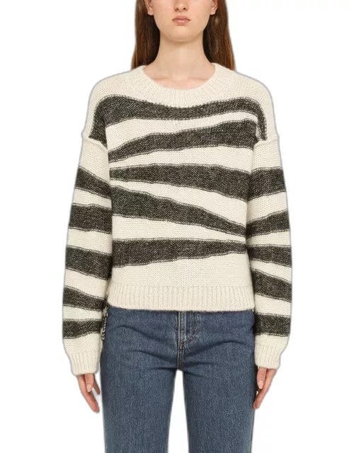 Zebra-pattern crew-neck sweater