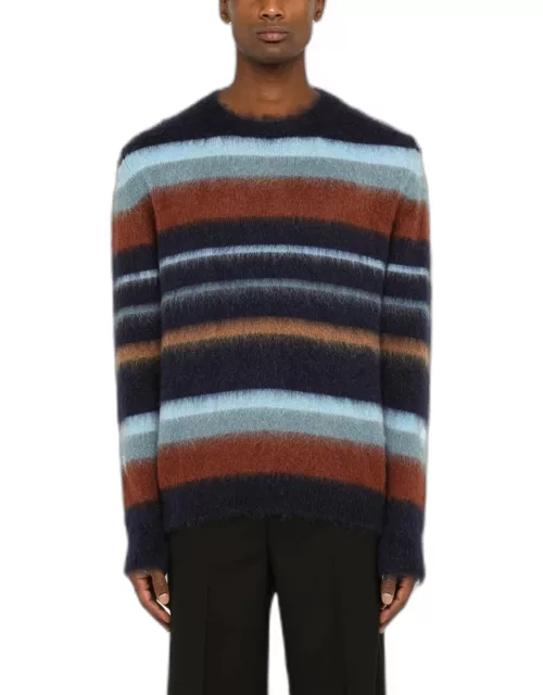 Striped crew-neck sweater in woo