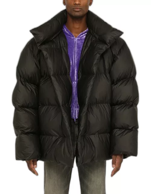 Black ylon Wrap down jacket