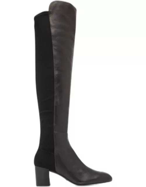 Stretch Leather Over-The-Knee Boot