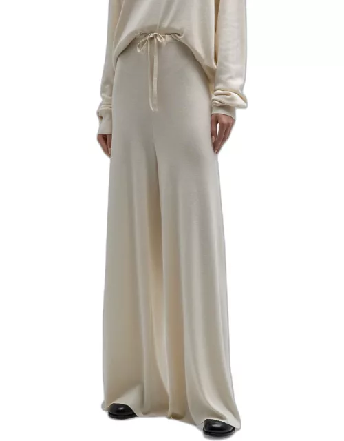 Delphine Silk Wide-Leg Pull-On Pant