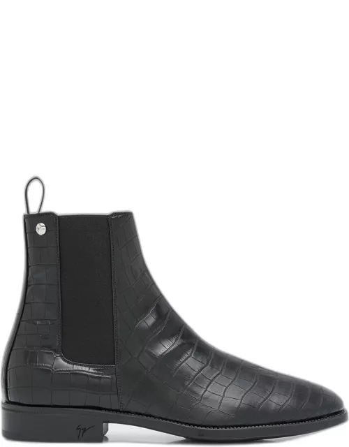 Men's Croc-Embossed Leather Chelsea Boot