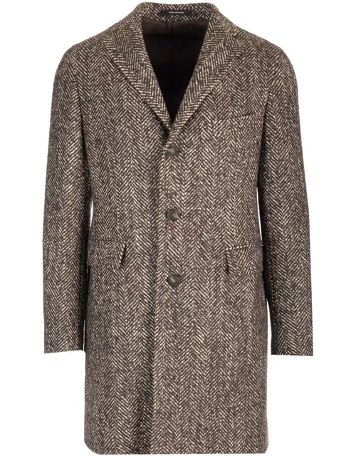 Tagliatore Herringbone Wool Blend Coat