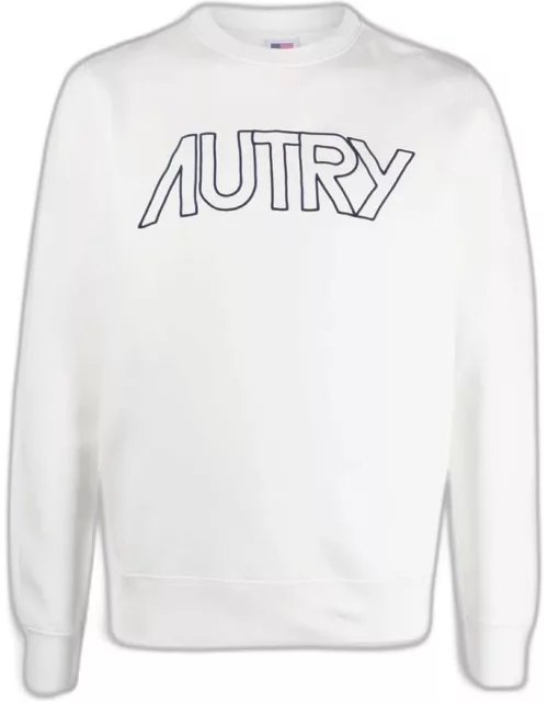 Autry Sweatshirt Icon Man - Apparel White White cotton sweatshirt with logo embroidery