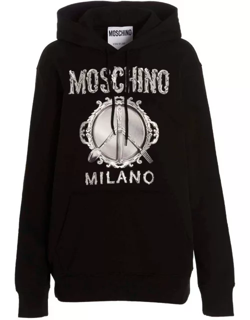 Moschino Logo Printed Drawstring Hoodie