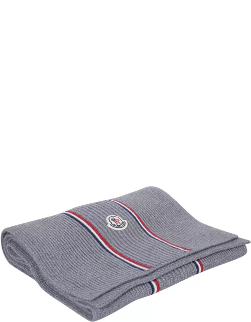 Moncler Grey Tricolor Wool Scarf