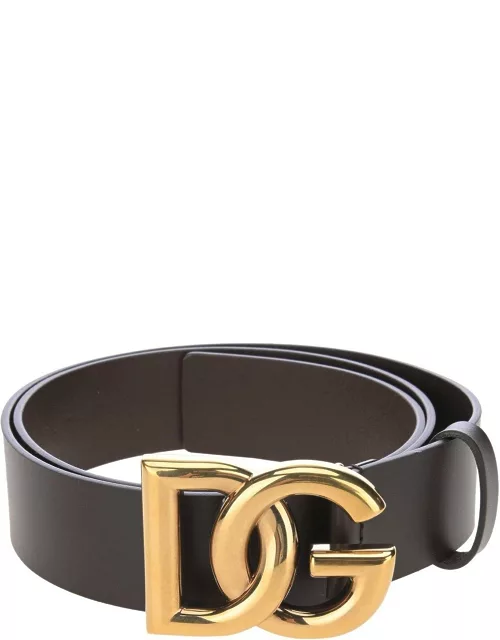 Dolce & Gabbana Lux Leather Belt With Dg Buckle