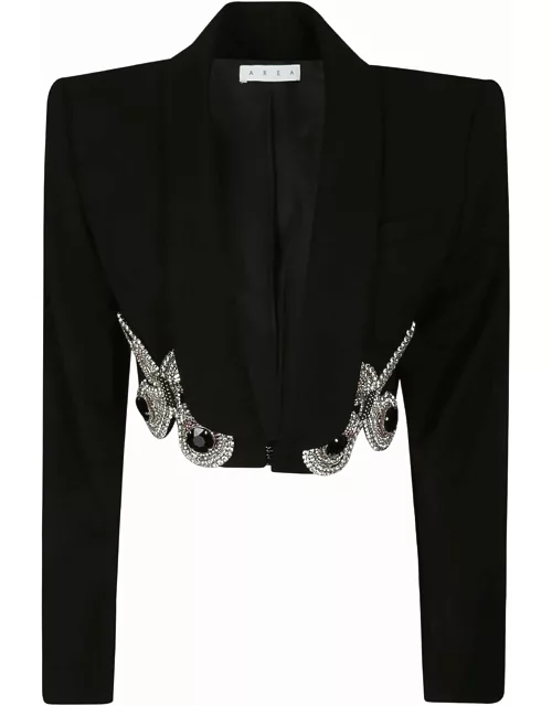 AREA Embroidered Butterfly Cropped Blazer