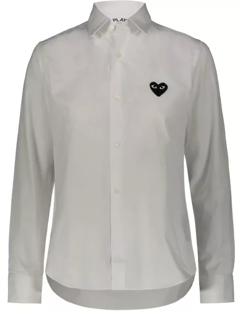 Comme des Garçons Play Play Comme Des Garçons Shirt In Cotton Poplin With Black Embroidered Heart