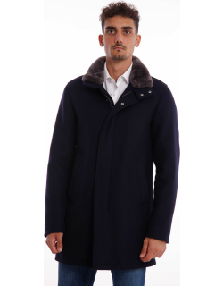Herno Diagonal Wool Carcoat With Fur