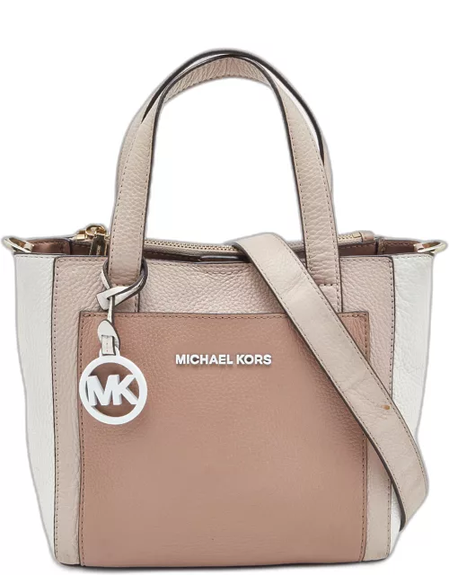Michael Kors Beige/White Leather Small Gemma Tote