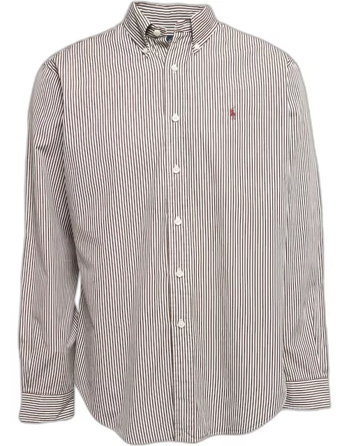 Ralph Lauren Collection Brown Striped Cotton Full Sleeve Shirt