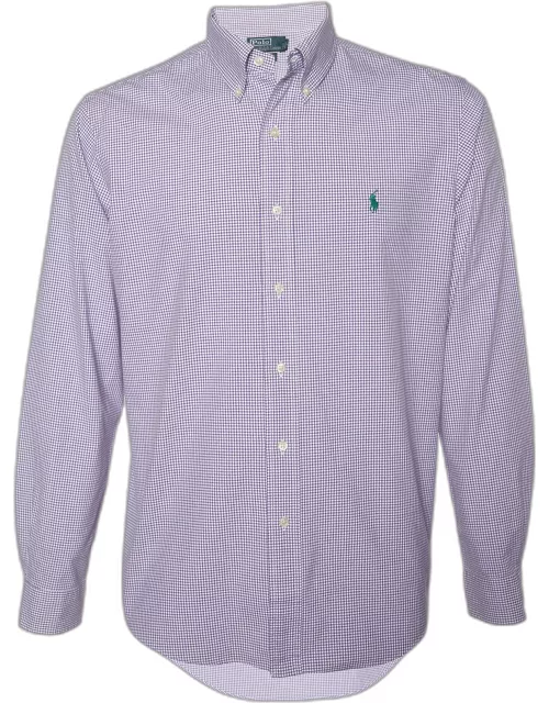 Polo Ralph Lauren Purple Checkered Cotton Custom Fit Shirt