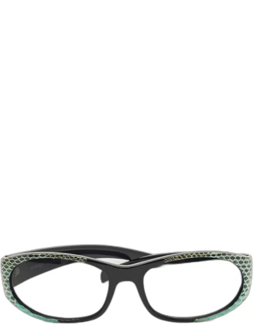 Versace Black/Green Watersnake Leather Rectangular Gradient Sunglasse