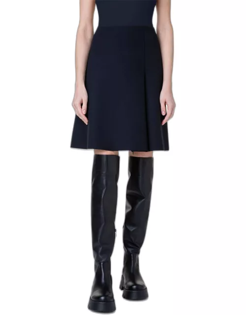Techno Neoprene Skirt with Asymmetrical Zip-Front Slit