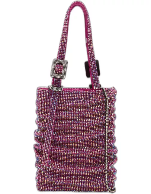 Lollo La Petite Ruched Crystal Top-Handle Bag