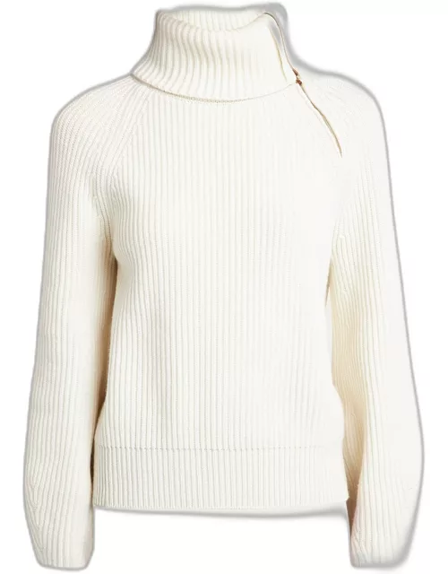 Cashmere English Ribbed Turtleneck Sweater