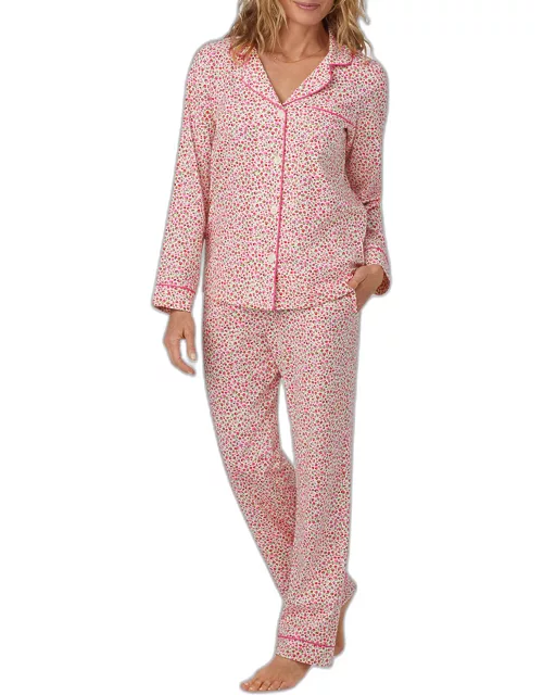 Floral-Print Long Cotton Jersey Pajama Set