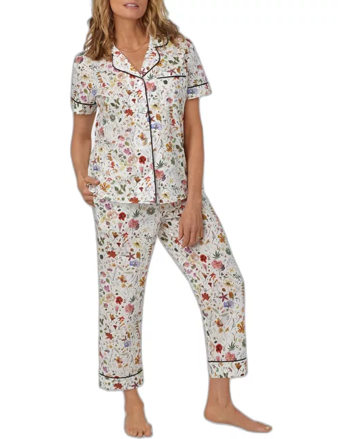 Cropped Floral-Print Lawn Pajama Set