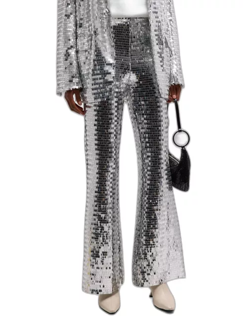 Robo Sequined High-Rise Wide-Leg Pant