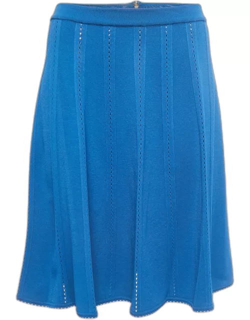Elie Saab Blue Knit A-Line Skirt
